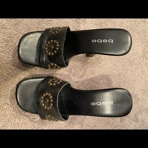 Bebe slide studded heels